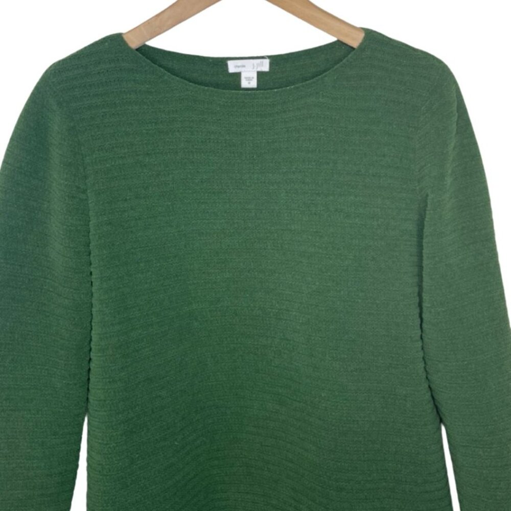 J. JILL | Women's Emerald Green Cozy Relaxed Chenille Crewneck Sweater | Size M - Picture 2 of 12